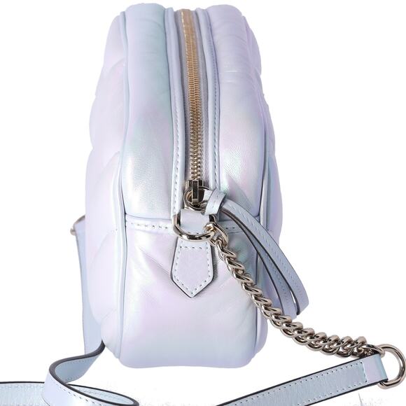 GUCCI GG Marmont Shoulder Bag 447632 Iridescent Pearl Blue Leather - Picture 8 of 8